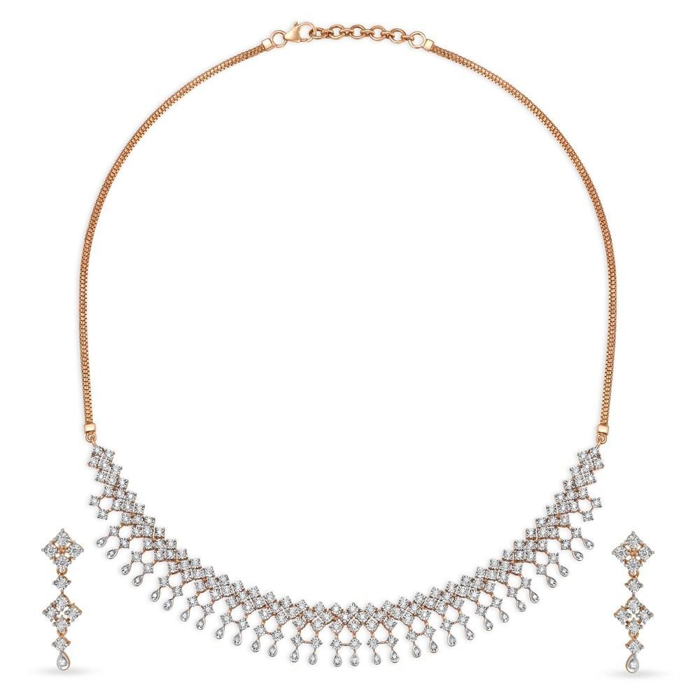 Bedazzling Gold and Diamond Necklace Set