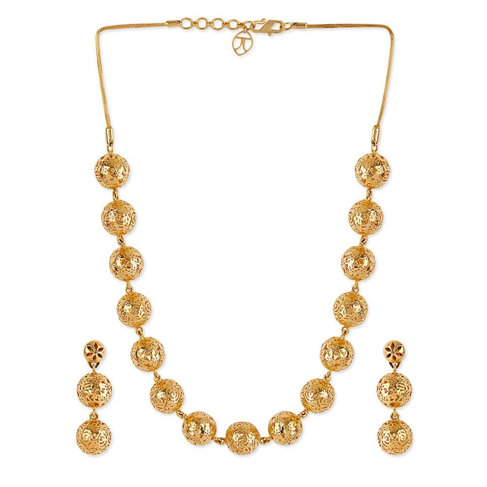 Beaded Bloom Gold Necklace Set